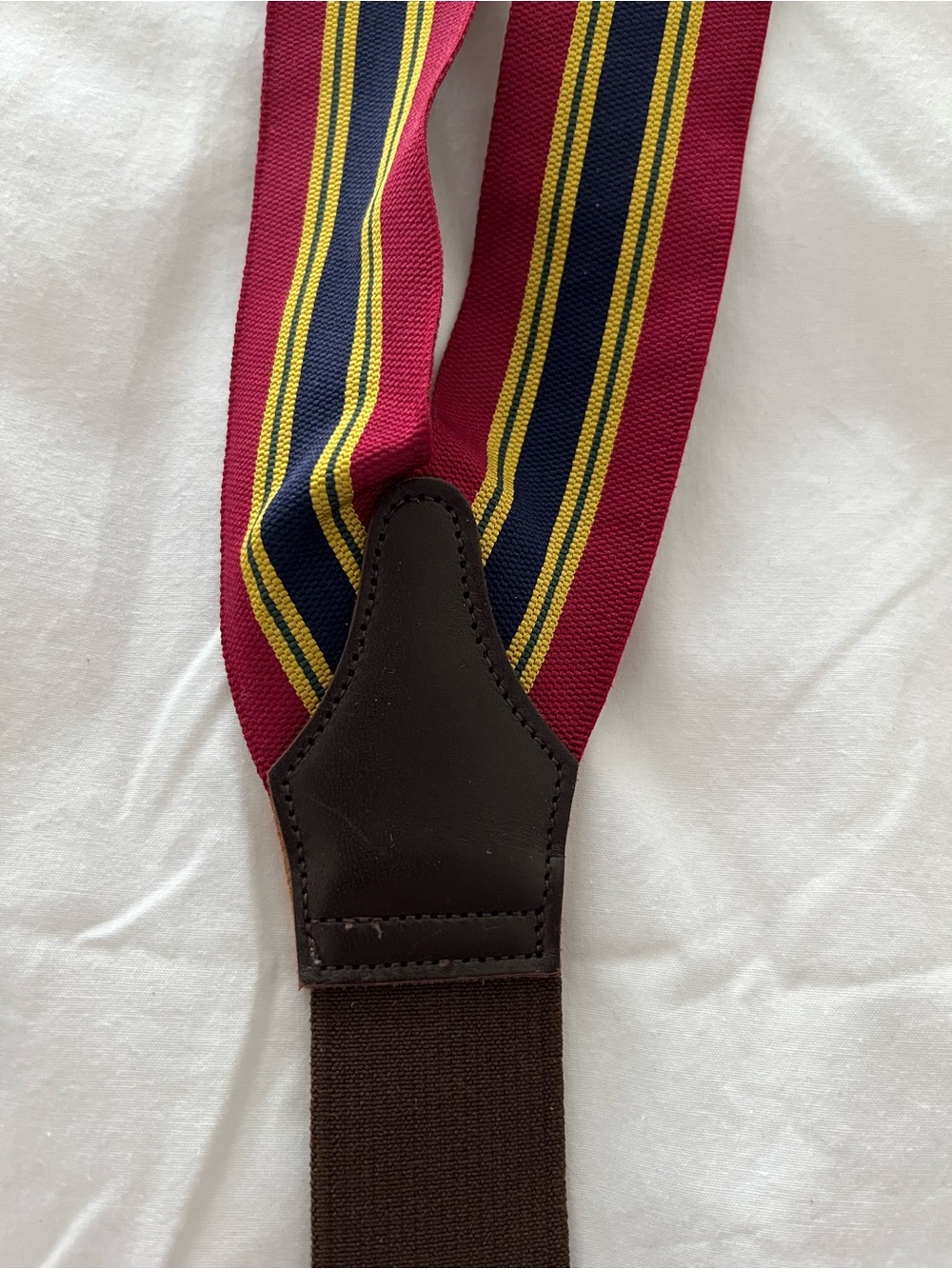Banana Republic Burgundy, Navy & Yellow Striped Men's Suspenders NWT